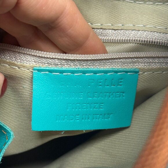 VERA PELLE Italian Genuine Leather Mini Backpack | Mint Green & Tan Brown | New - Picture 16 of 17